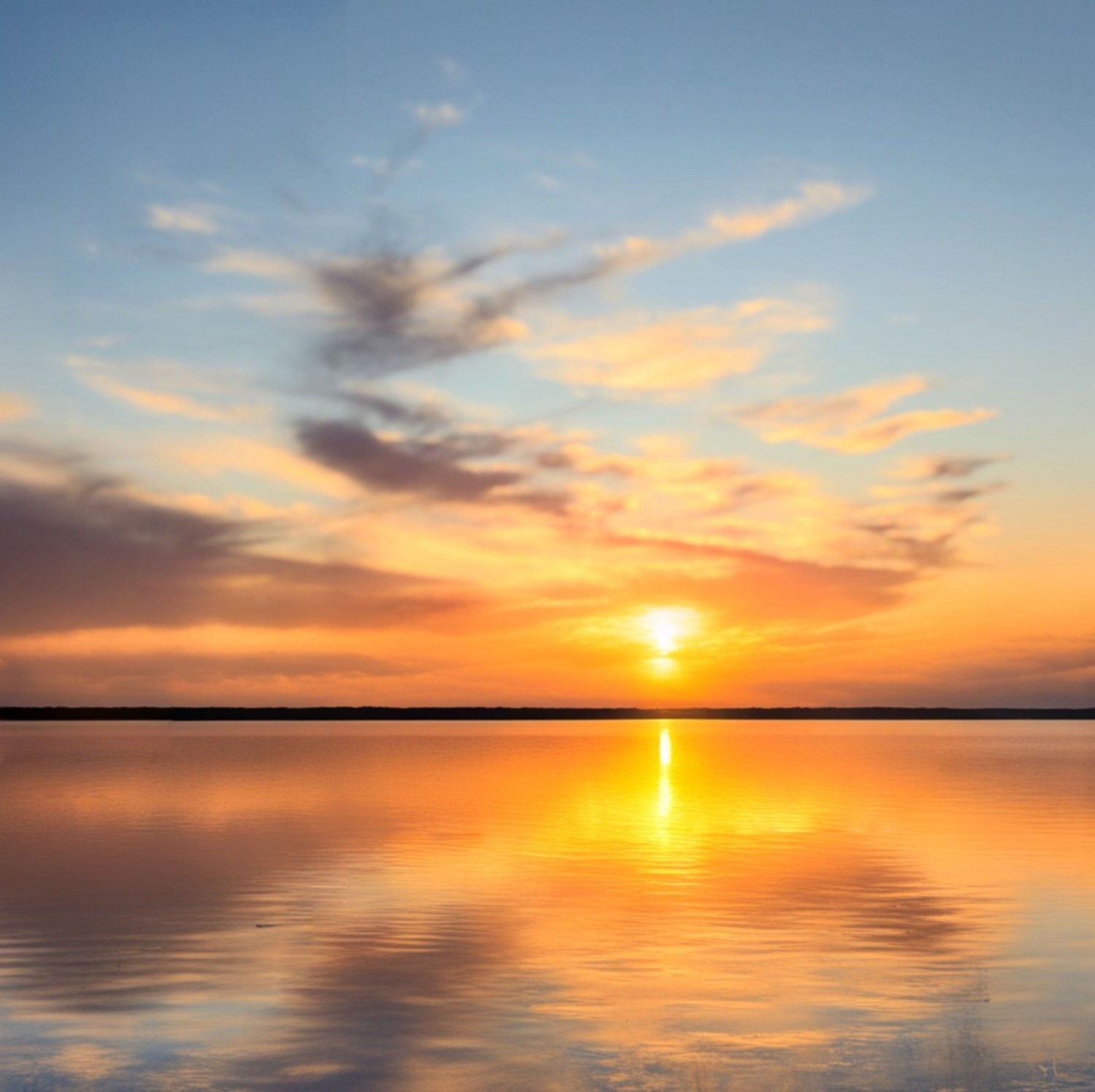 Sunset over the water